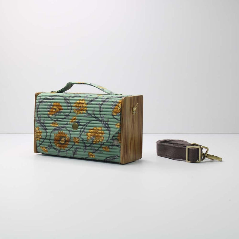 Buy Box Sling Bag/Clutch with Changeable Sleeve (Floral Creeper Green & Solid Mauve) | Shop Verified Sustainable Products on Brown Living