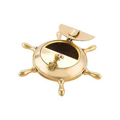 Brass Nautical Wheel Design Cigarettes Ashtray | Verified Sustainable by Brown Living™