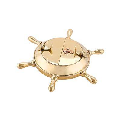Brass Nautical Wheel Design Cigarettes Ashtray | Verified Sustainable by Brown Living™