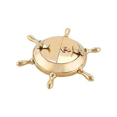 Buy Brass Antique Nautical Wheel Design Ashtray - Golden | Shop Verified Sustainable Products on Brown Living