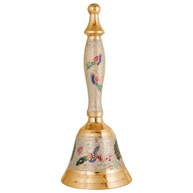 Brass Puja Bell for Home Mandir - Colourful Jingle Bell - 7" inch Tall | Verified Sustainable by Brown Living™