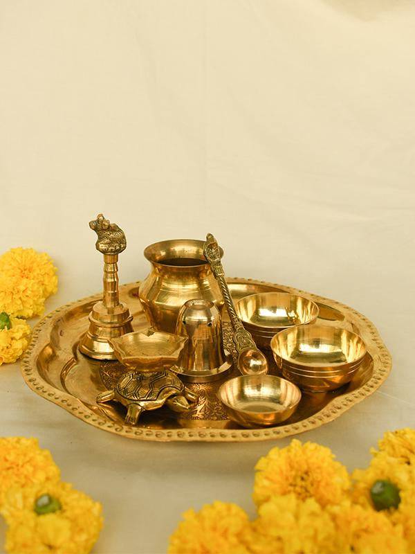 Brass Pooja Thali Set | Verified Sustainable by Brown Living™