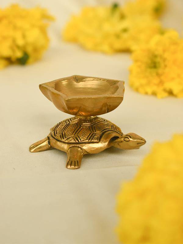 Buy Brass Tortoise Diya | Shop Verified Sustainable Pooja Needs on Brown Living™