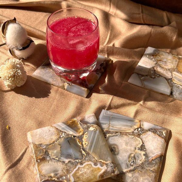Buy Brown Agate Square Coaster | Set of 4 | Shop Verified Sustainable Table Decor on Brown Living™