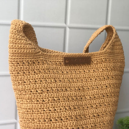 Crochet Hobo Unisex Bag in Honey Foam Brown | Verified Sustainable by Brown Living™