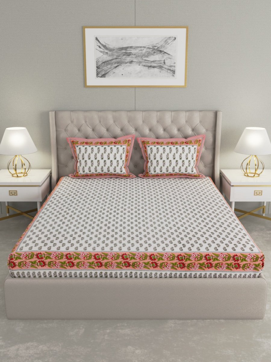 Hand Block Print Pure Cotton King Size Bedding Set | Verified Sustainable by Brown Living™