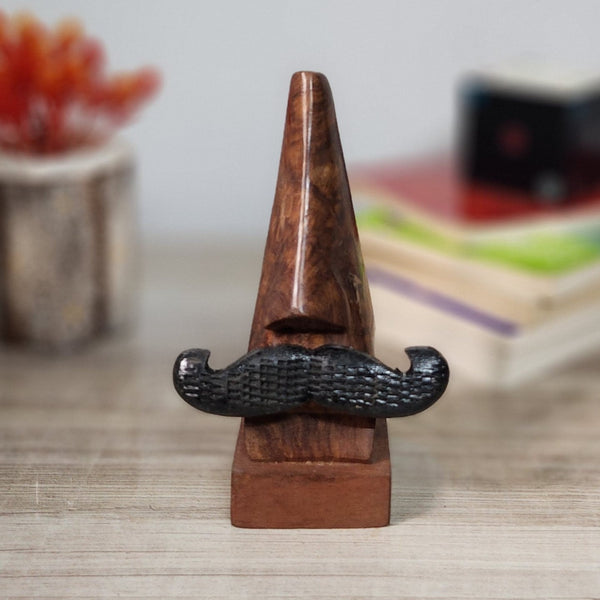 Brown Handcrafted Nose Shaped Goggle Spectacle Holder Stand | Verified Sustainable Table Decor on Brown Living™