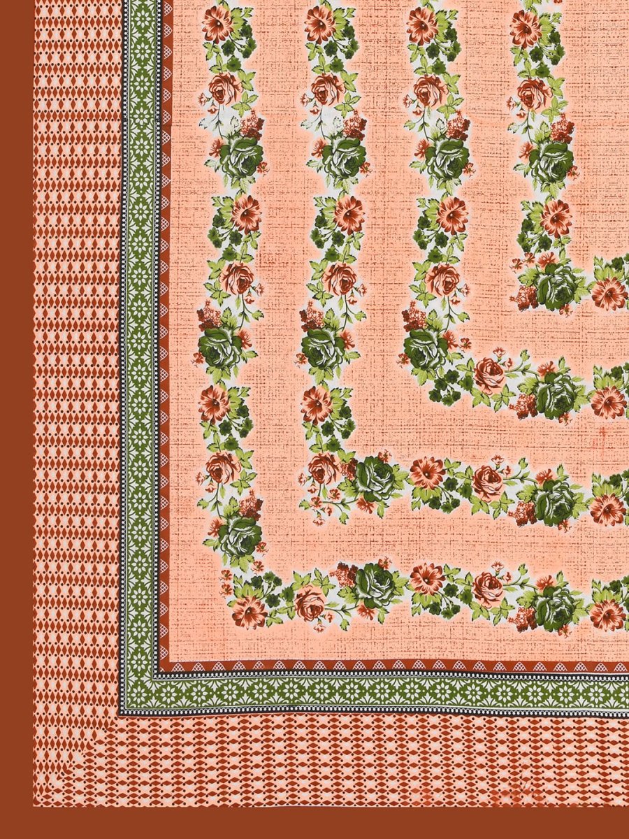 Interiors Floral Hand Block Printed Cotton Queen Size Bedding Sets | Verified Sustainable by Brown Living™