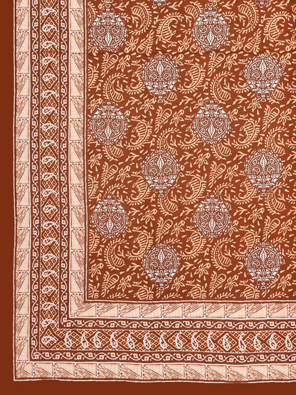 Interiors Hand Block Printed Cotton Queen Size Bedding Set | Verified Sustainable by Brown Living™
