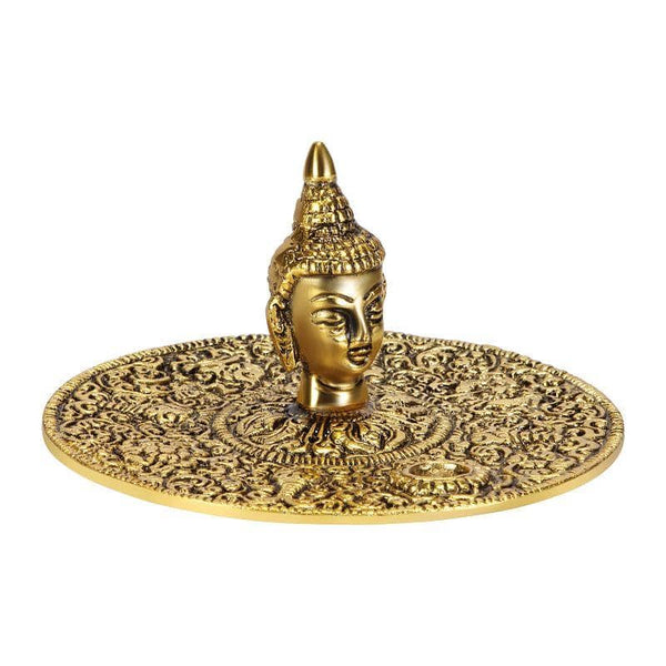 Buy Buddha Incense Stand or Plate Cum Dhoop Burner Antique Gold or Silver - Agarbatti Stand | Shop Verified Sustainable Pooja Needs on Brown Living™