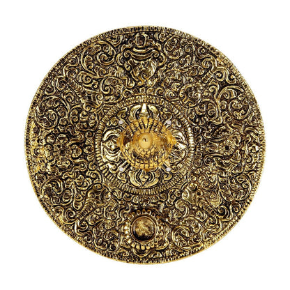 Buddha Incense Stand or Plate Cum Dhoop Burner Antique Gold or Silver - Agarbatti Stand | Verified Sustainable by Brown Living™