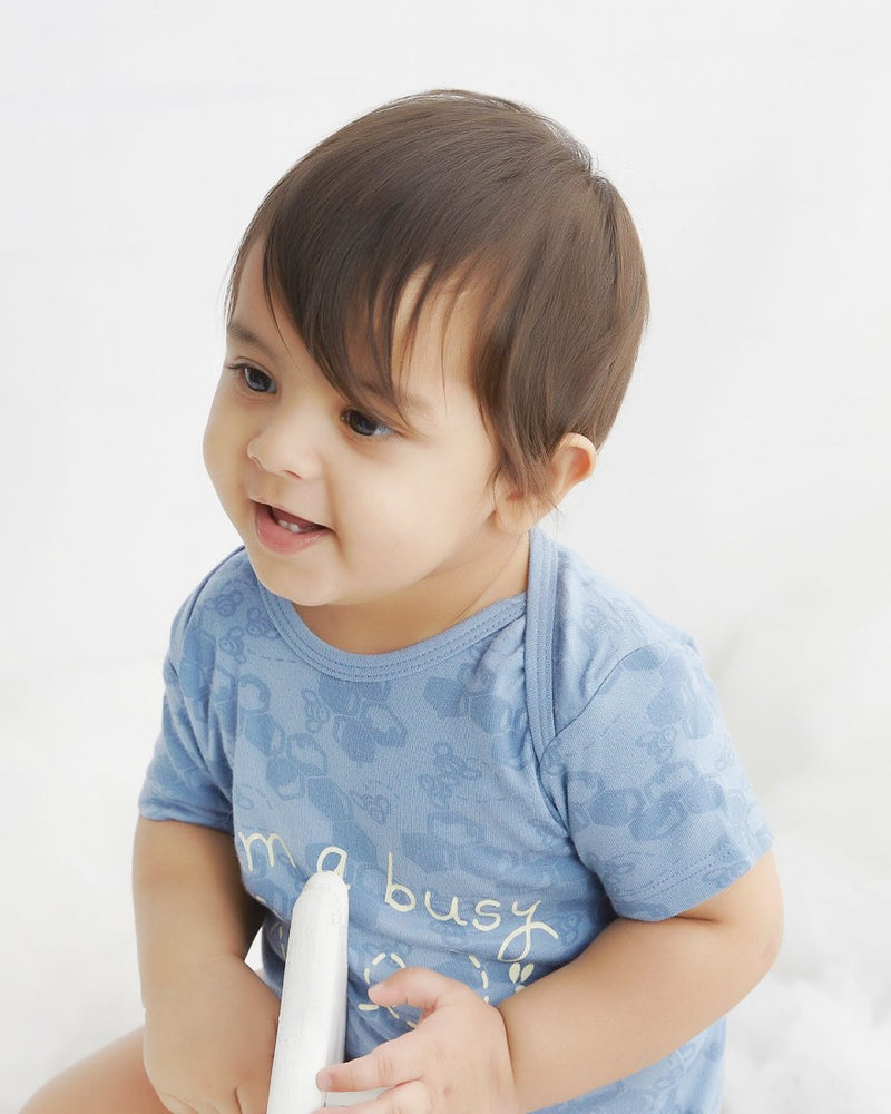 Buy Busy Shizy Blue Onesie | Shop Verified Sustainable Kids Onesies on Brown Living™