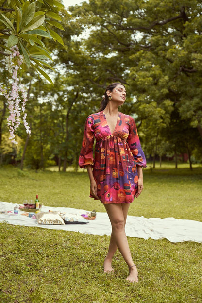 By The Sunset - Printed Detachable Bemberg Satin Dress | Verified Sustainable by Brown Living™