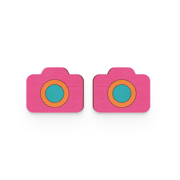 Buy Camera Hand Painted Wooden Earring | Shop Verified Sustainable Products on Brown Living