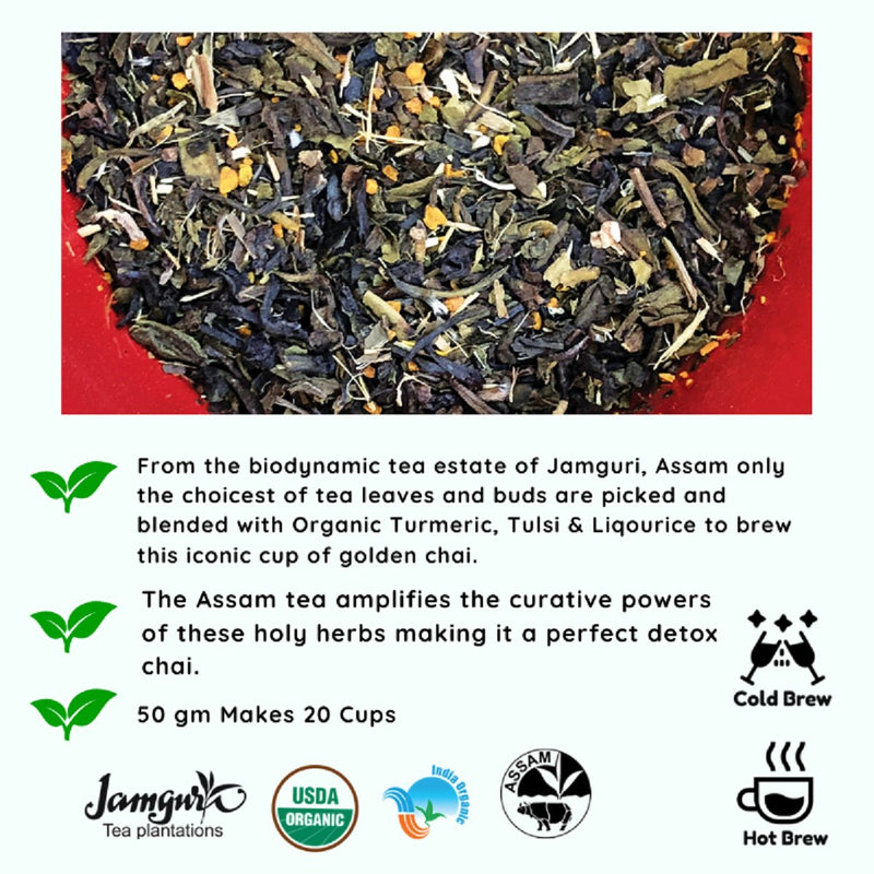Buy Cancer Turmeric Tulsi Liquorice Chai | Zodiac Tea Collection | 50 g | Shop Verified Sustainable Tea on Brown Living™