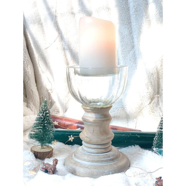 Buy Candelabra Candle Holder - Made with Distressed Wood & Glass - Tall | Shop Verified Sustainable Candles & Fragrances on Brown Living™