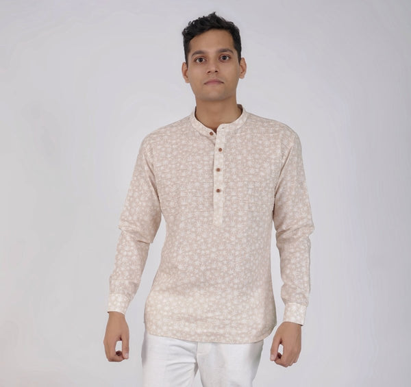 Buy Canna Leaf Charm Hemp and Cotton Short Kurta | Shop Verified Sustainable Products on Brown Living