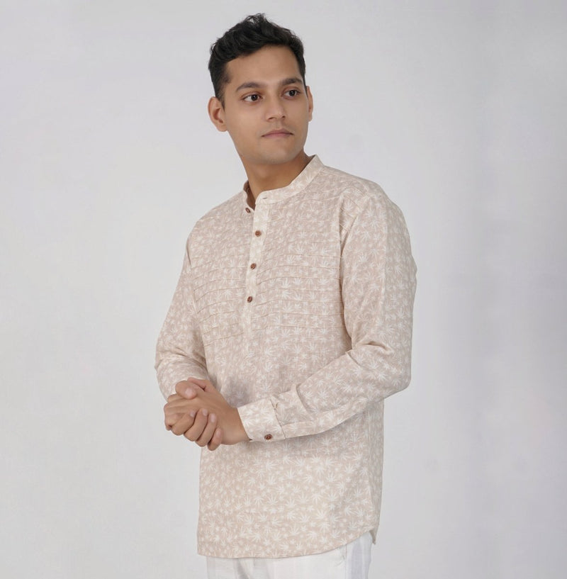 Buy Canna Leaf Charm Hemp and Cotton Short Kurta | Shop Verified Sustainable Products on Brown Living