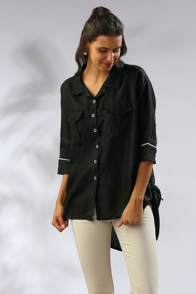 Canopy Kimono Shirt - Black | Verified Sustainable by Brown Living™