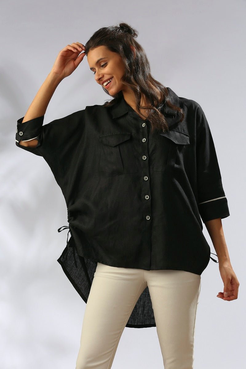 Canopy Kimono Shirt - Black | Verified Sustainable by Brown Living™