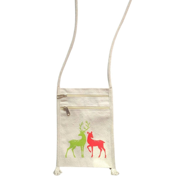 Buy Canvas Sling Bag with Deer Print | Pack of 1 | Shop Verified Sustainable Products on Brown Living