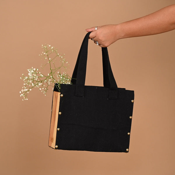 Buy Canvas Small Tote Bag- Black | Shop Verified Sustainable Womens Accessories on Brown Living™