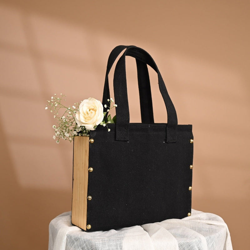 Buy Canvas Small Tote Bag- Black | Shop Verified Sustainable Womens Accessories on Brown Living™