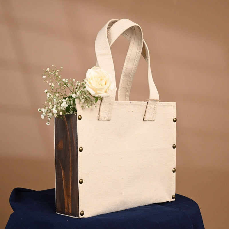 Buy Canvas Small Tote Bag- White | Shop Verified Sustainable Womens Accessories on Brown Living™