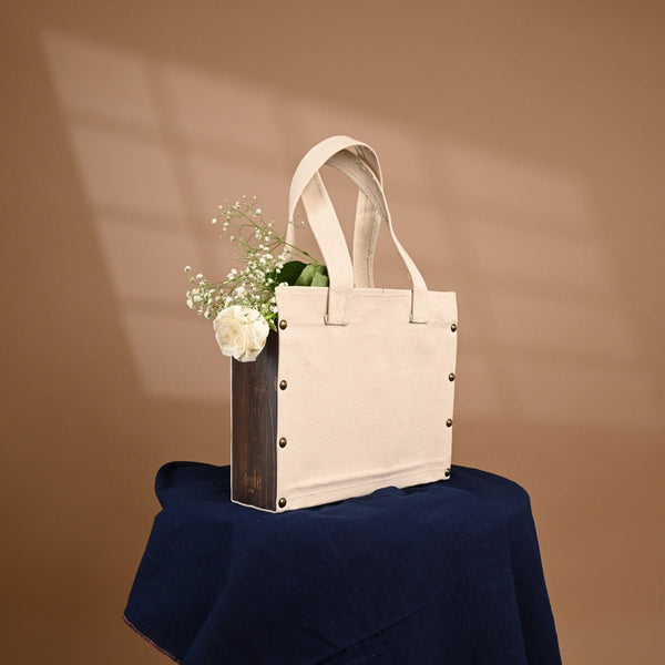 Buy Canvas Small Tote Bag- White | Shop Verified Sustainable Womens Accessories on Brown Living™