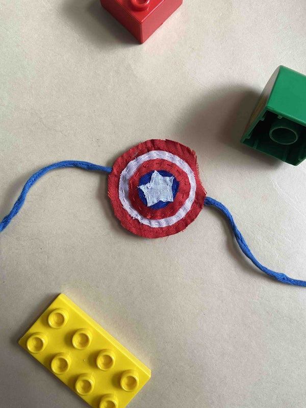Buy Captain America Patchwork Rakhi- Kids | Shop Verified Sustainable Products on Brown Living