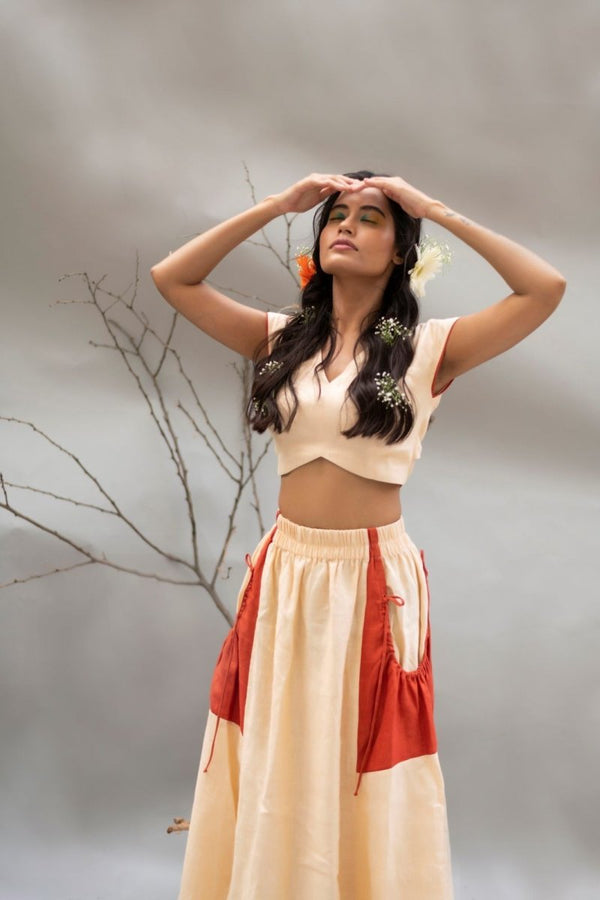 Buy Casacabela Organic dyed Skirt - Peach | Shop Verified Sustainable Products on Brown Living