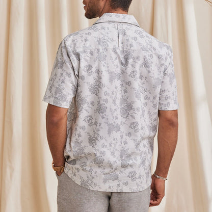 Cedar Organic Cotton Printed Half Sleeve Shirt - Grey | Verified Sustainable by Brown Living™