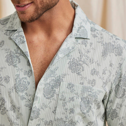 Cedar Organic Cotton Printed Half Sleeve Shirt - Pistachio | Verified Sustainable by Brown Living™