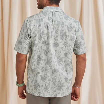 Cedar Organic Cotton Printed Half Sleeve Shirt - Pistachio | Verified Sustainable by Brown Living™