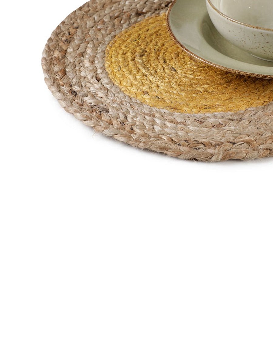 Centre Dyed Jute Placemat ( Ocre) | Verified Sustainable by Brown Living™