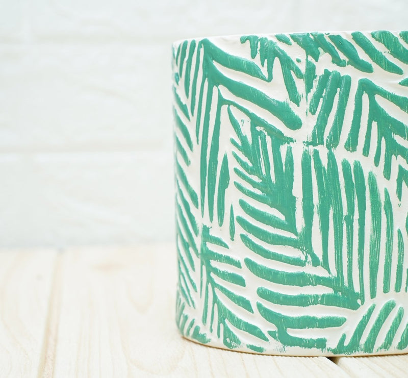 Buy Ceramic Pots For Indoor Plants 14 X 15 Cm (Green Leaf) | Shop Verified Sustainable Pots & Planters on Brown Living™