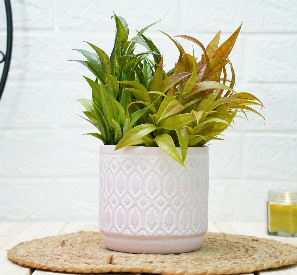 Ceramic Pots For Indoor Plants 14 X 15 Cm (Mauve Aztec) | Verified Sustainable by Brown Living™