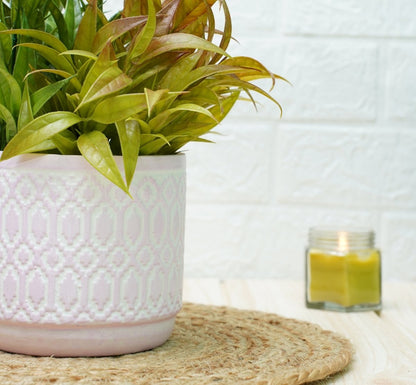 Ceramic Pots For Indoor Plants 14 X 15 Cm (Mauve Aztec) | Verified Sustainable by Brown Living™