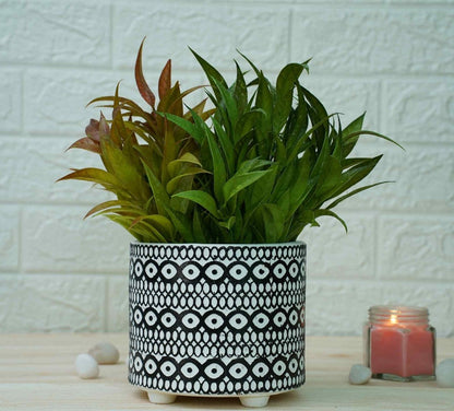 Ceramic Pots for Plants | Black Moroccan Pattern | Verified Sustainable by Brown Living™