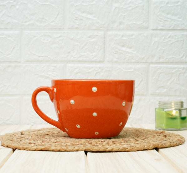 Buy Ceramic pots for Plants Cup Shape (Orange Polka) | Shop Verified Sustainable Pots & Planters on Brown Living™