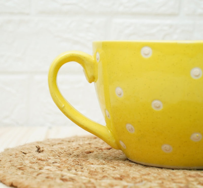 Buy Ceramic pots for Plants Cup Shape (Yellow Polka) | Shop Verified Sustainable Products on Brown Living