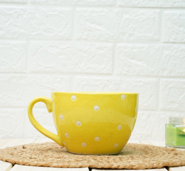 Buy Ceramic pots for Plants Cup Shape (Yellow Polka) | Shop Verified Sustainable Pots & Planters on Brown Living™