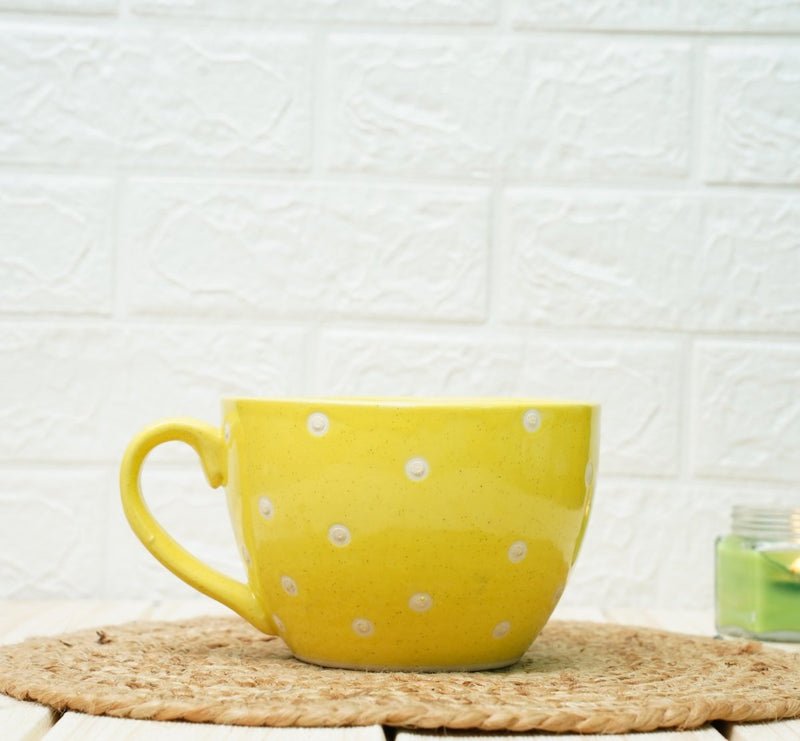 Buy Ceramic pots for Plants Cup Shape (Yellow Polka) | Shop Verified Sustainable Pots & Planters on Brown Living™