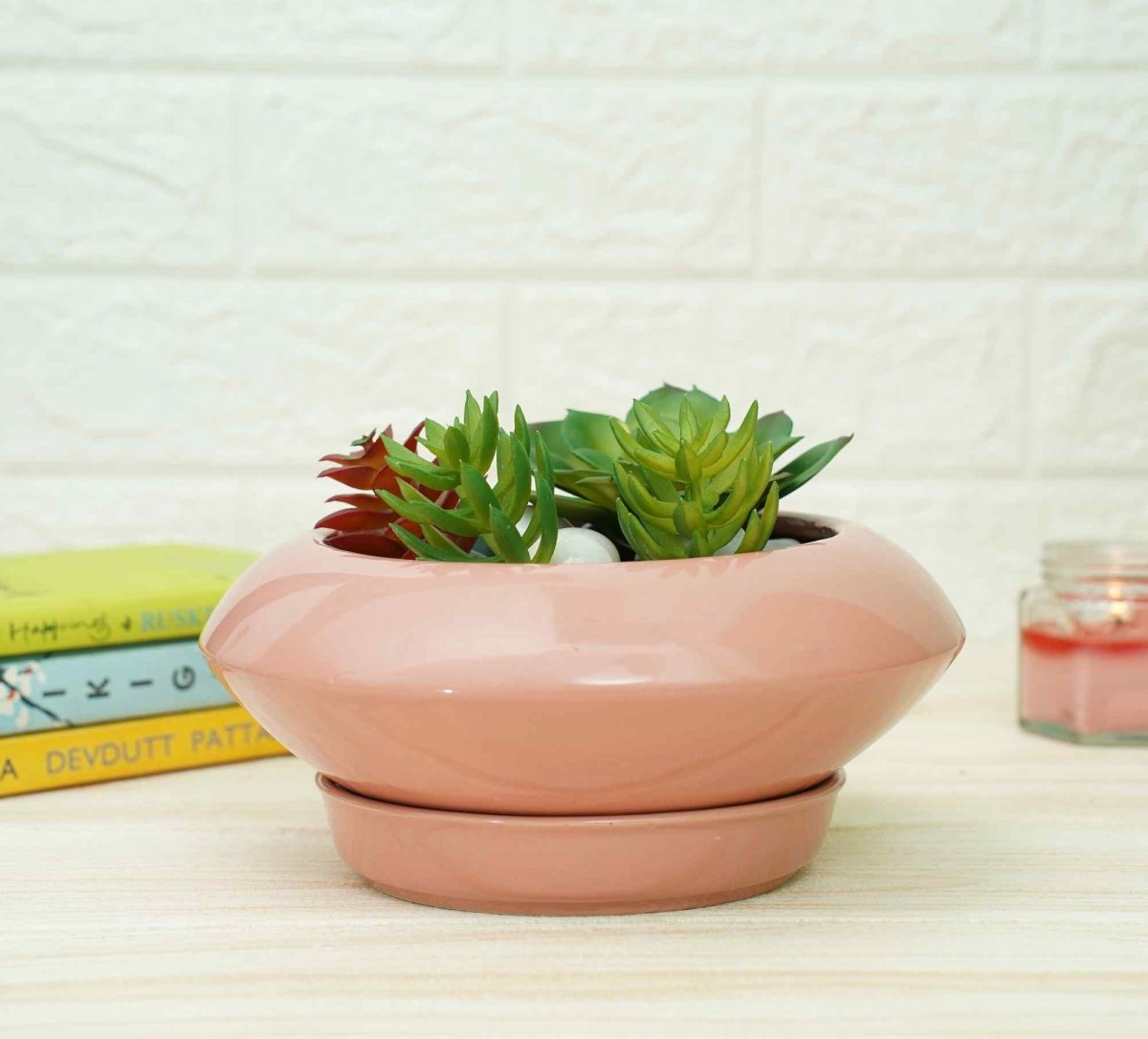 Ceramic Succelent Pots for Plants | Pink | Verified Sustainable by Brown Living™