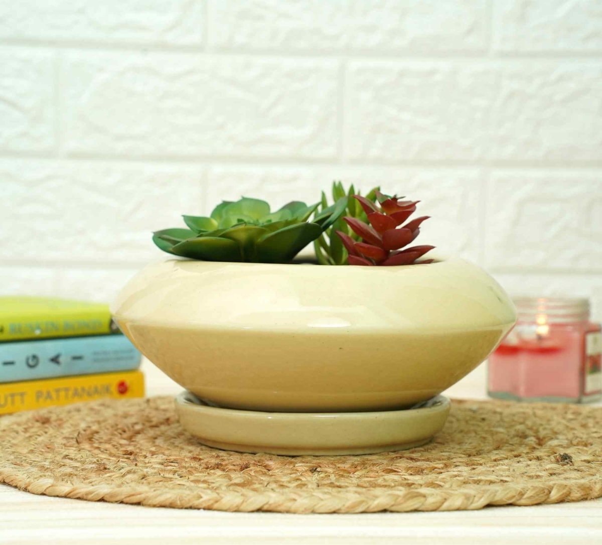 Ceramic Succelent Pots for Plants | Yellow | Verified Sustainable by Brown Living™