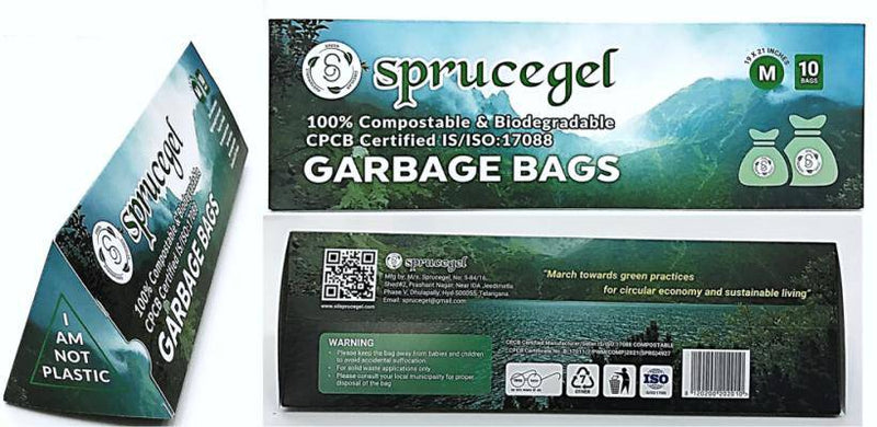 Buy Certified Biodegradable and Compostable Garbage bags | Pack of 1 (10 bags) | Shop Verified Sustainable Cleaning Supplies on Brown Living™