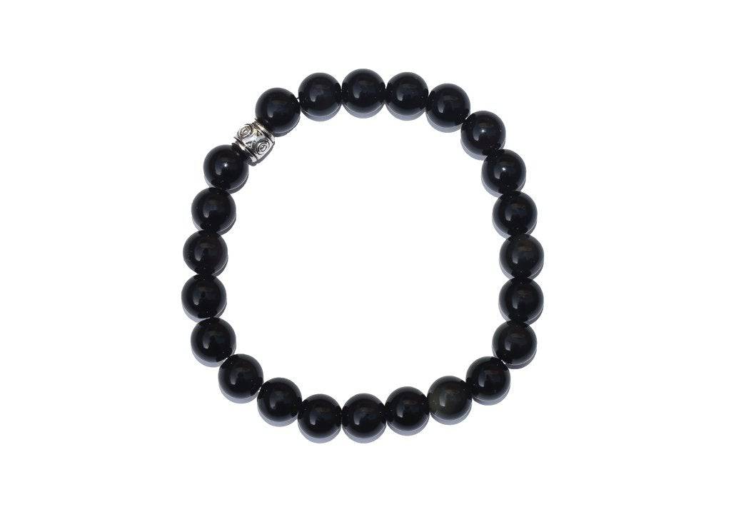 Certified Unisex Obsidian Bracelet - Black | Verified Sustainable by Brown Living™