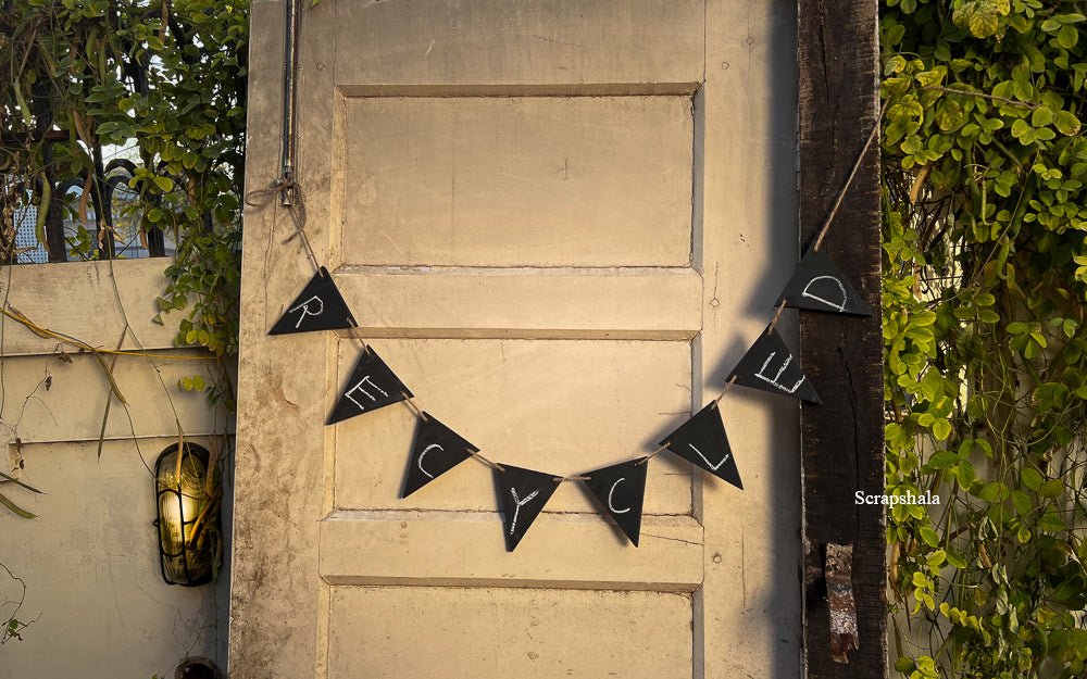 Handpainted Reusable Reclaimed Wood Chalkboard Bunting | Verified Sustainable by Brown Living™