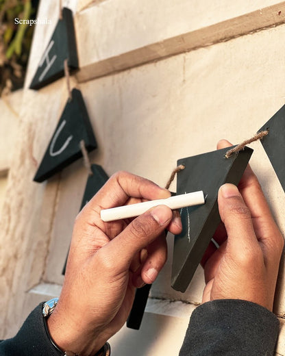 Handpainted Reusable Reclaimed Wood Chalkboard Bunting | Verified Sustainable by Brown Living™