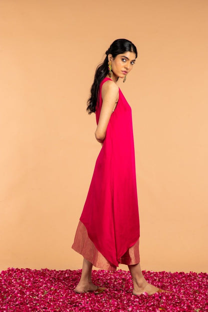 Chameli Halter Neck Modal Satin and Zari Dress | Verified Sustainable by Brown Living™